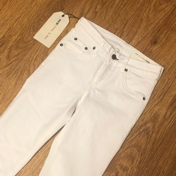 Rag & Bone White Blnc W/ Fray Capri Cropped Frayed Hemline Jeans Size 26 - Picture 2 of 14